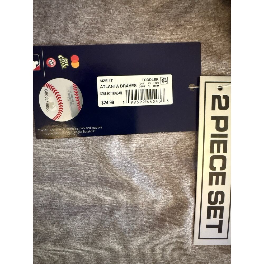 Atlanta Braves Toddler T-Shirt 2-Piece Set Size 4T NWT MLB Genuine Merchandise - Picture 7 of 7